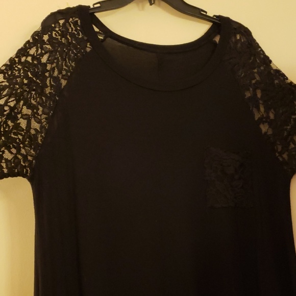 Black Dress with Lace Sleeves - Picture 2 of 4